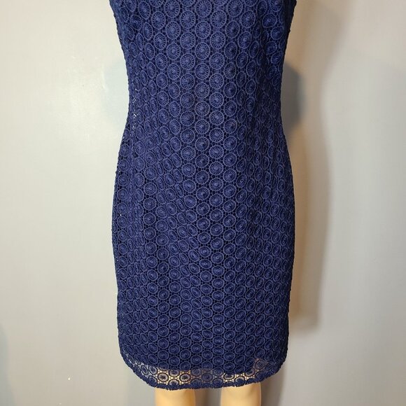 Jessica Howard Lace Cocktail Dress Holiday Sz 8 Wedding Guest Navy Preppy Resort - Picture 3 of 9